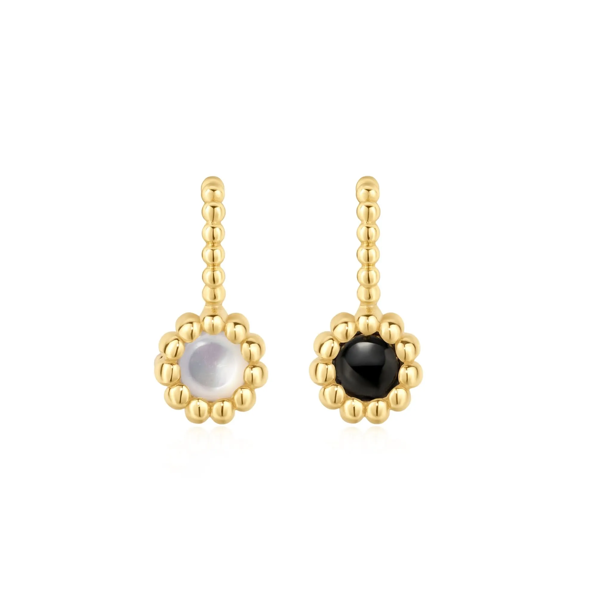Ania Haie Gold Black Onyx Mother Of Pearl Charm NC060-11G Ania Haie Jewellery