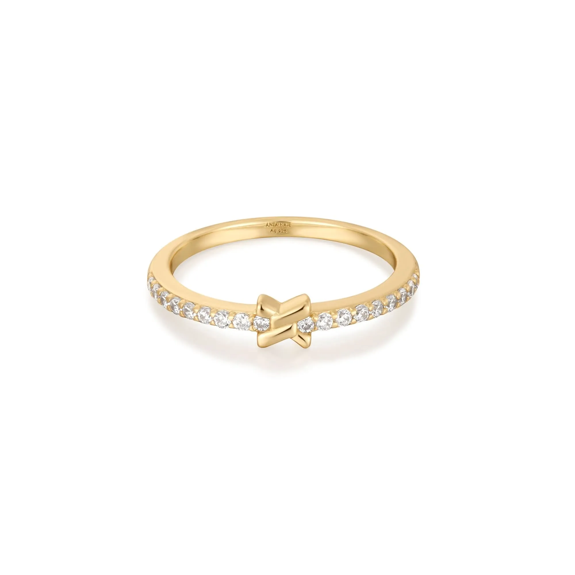 Ania Haie Gold Cross Cubic Zirconia Ring R061-01G Ania Haie Jewellery