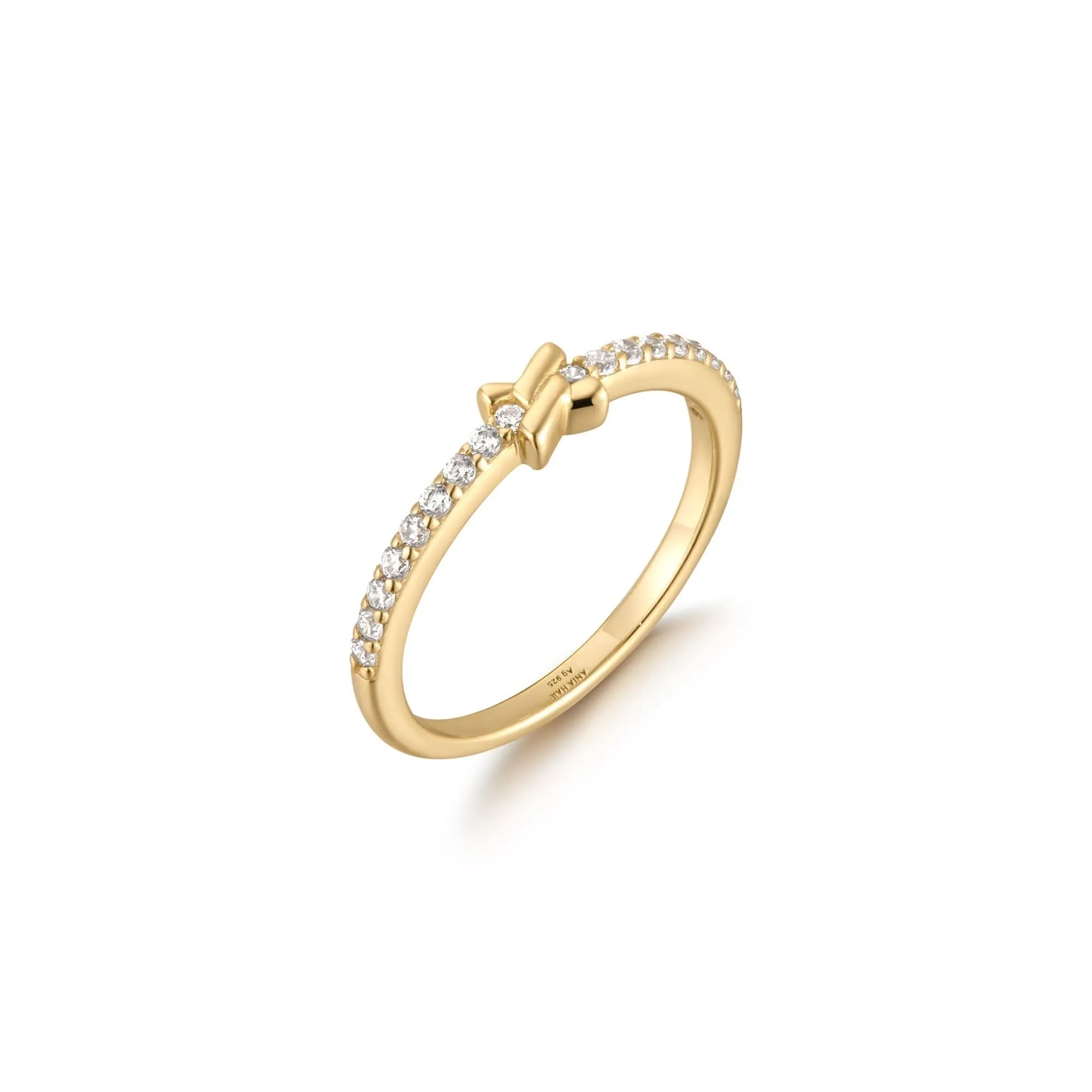 Ania Haie Gold Cross Cubic Zirconia Ring R061-01G Ania Haie Jewellery