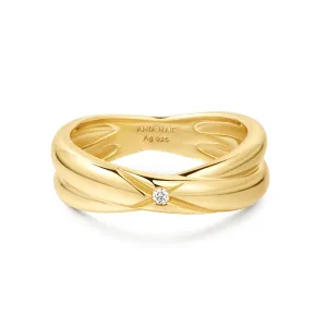 Ania Haie Gold Cross Double Ring R061-06G Ania Haie Jewellery