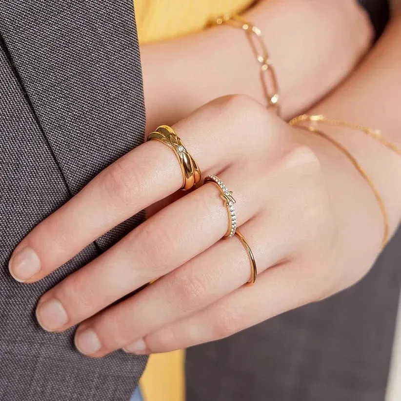 Ania Haie Gold Cross Double Ring R061-06G Ania Haie Jewellery
