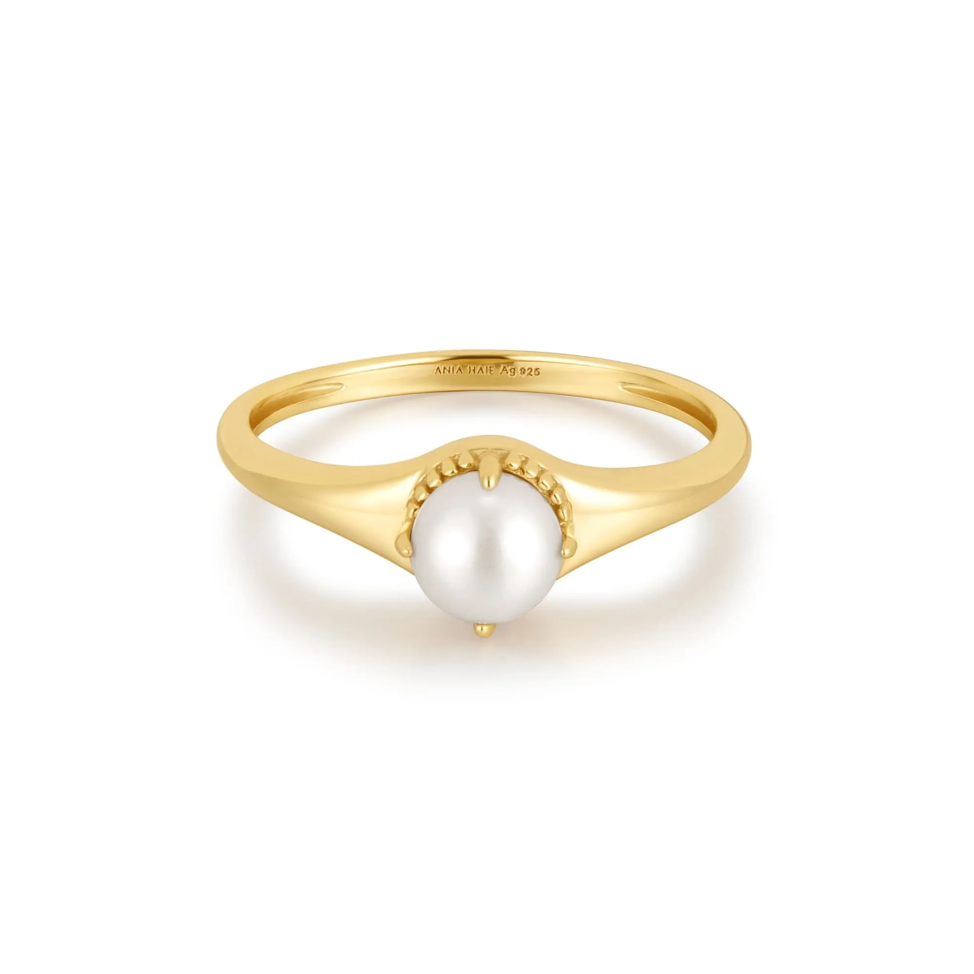 Ania Haie Gold Freshwater Pearl Stacking Ring R058-06G Ania Haie Jewellery