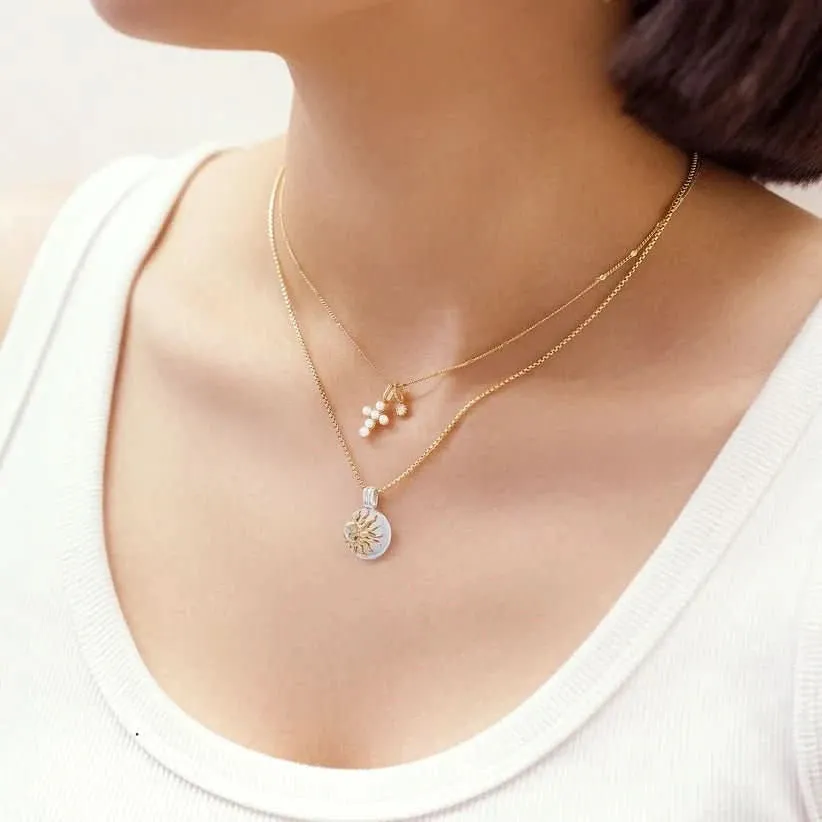 Ania Haie Gold Gold Shell Pearl Cross Charm NC060-06G Ania Haie Jewellery
