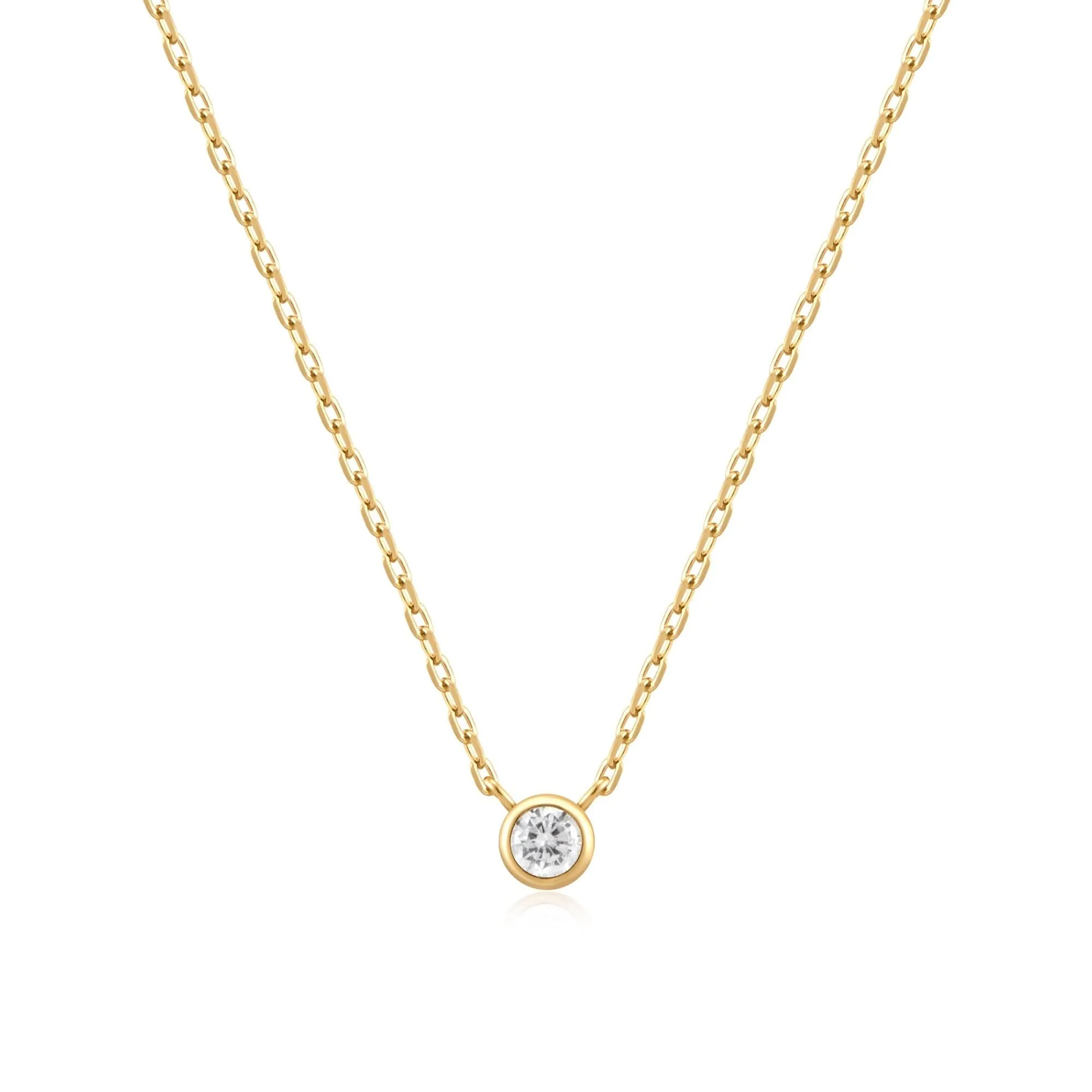 Ania Haie Gold Round Solitaire Cubic Zirconia Necklace N059-01G Ania Haie Jewellery