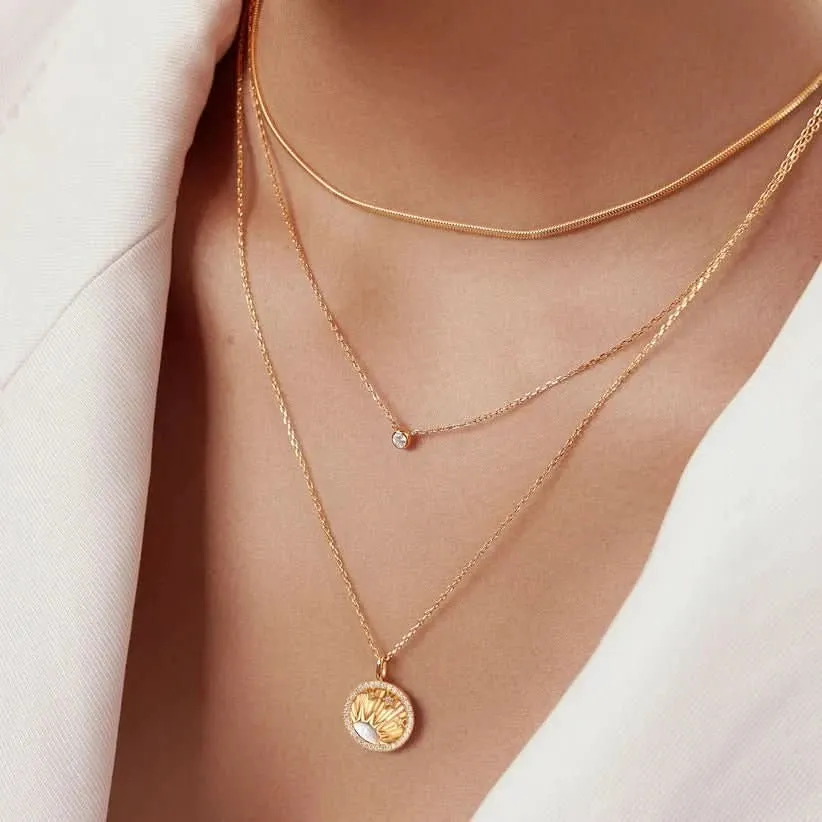 Ania Haie Gold Round Solitaire Cubic Zirconia Necklace N059-01G Ania Haie Jewellery