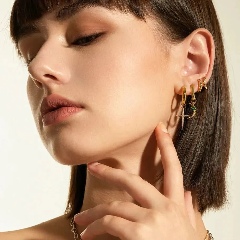 Ania Haie Gold Star Huggie Hoop Earrings E048-02G Ania Haie Jewellery