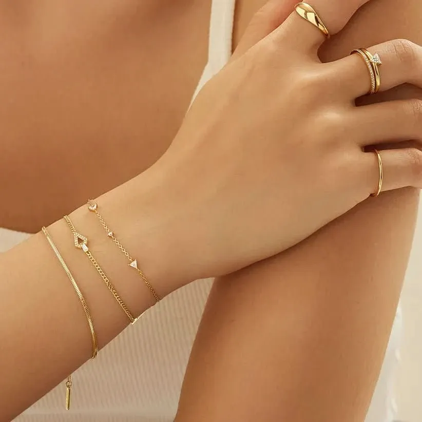 Ania Haie Gold Triangular Cubic Zirconia Station Bracelet B059-03G Ania Haie Jewellery