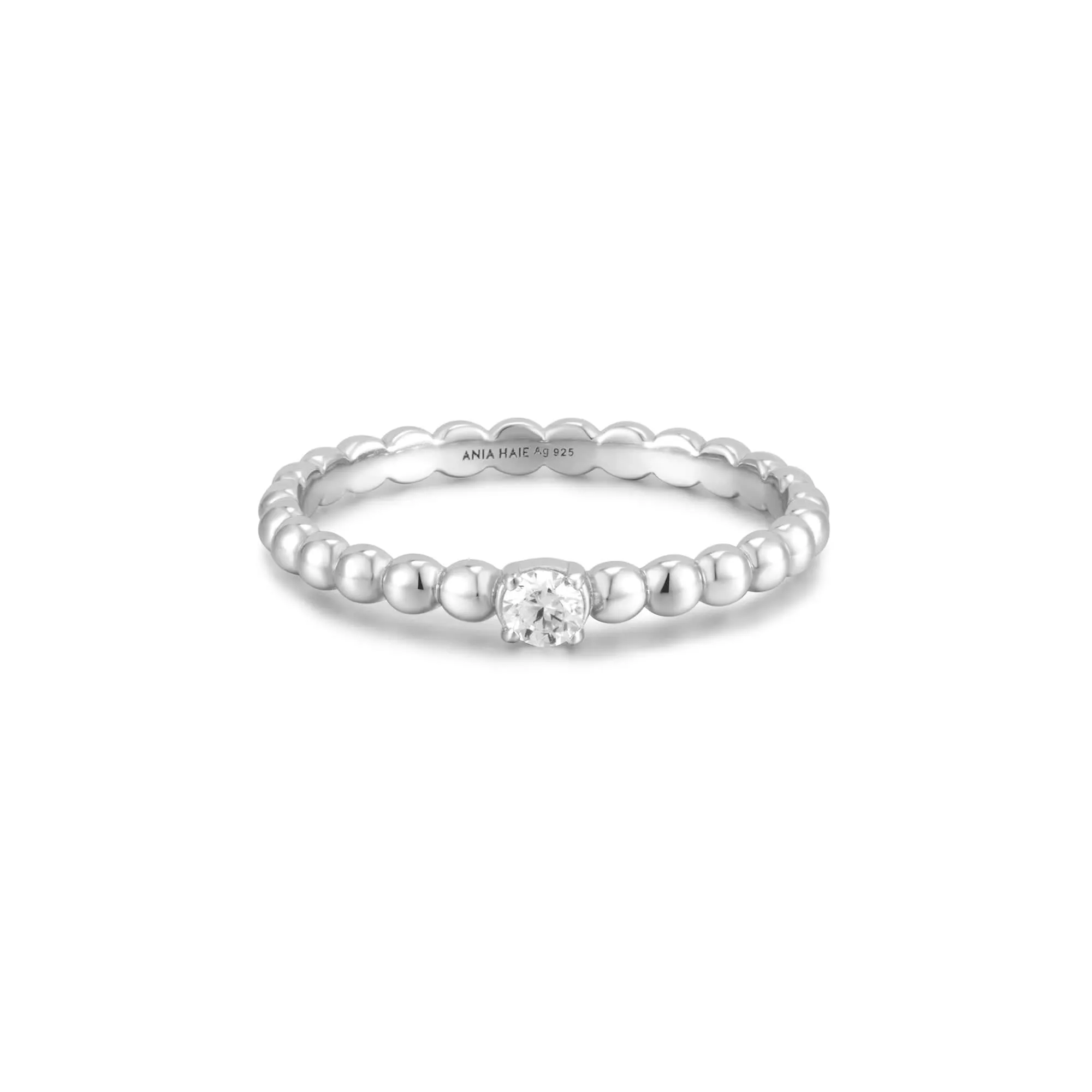 Ania Haie Silver Cubic Zirconia Round Dome Ring R059-01H Ania Haie Jewellery