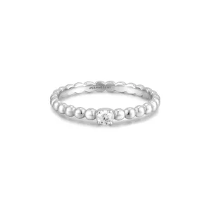 Ania Haie Silver Cubic Zirconia Round Dome Ring R059-01H Ania Haie Jewellery