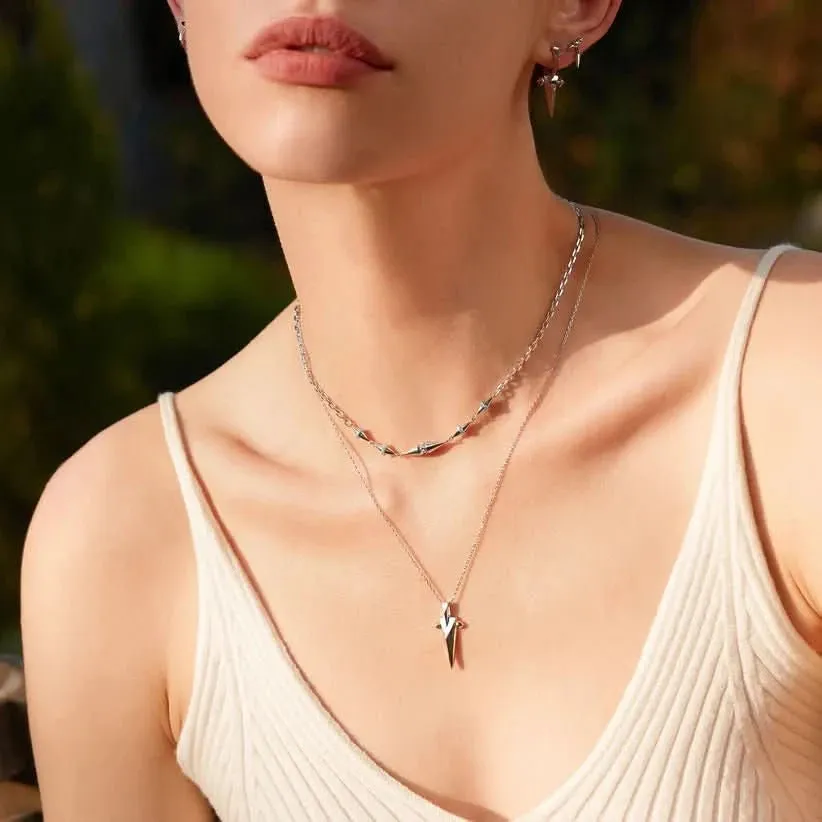 Ania Haie Silver Geometric Point Pendant Necklace N053-03H Ania Haie Jewellery