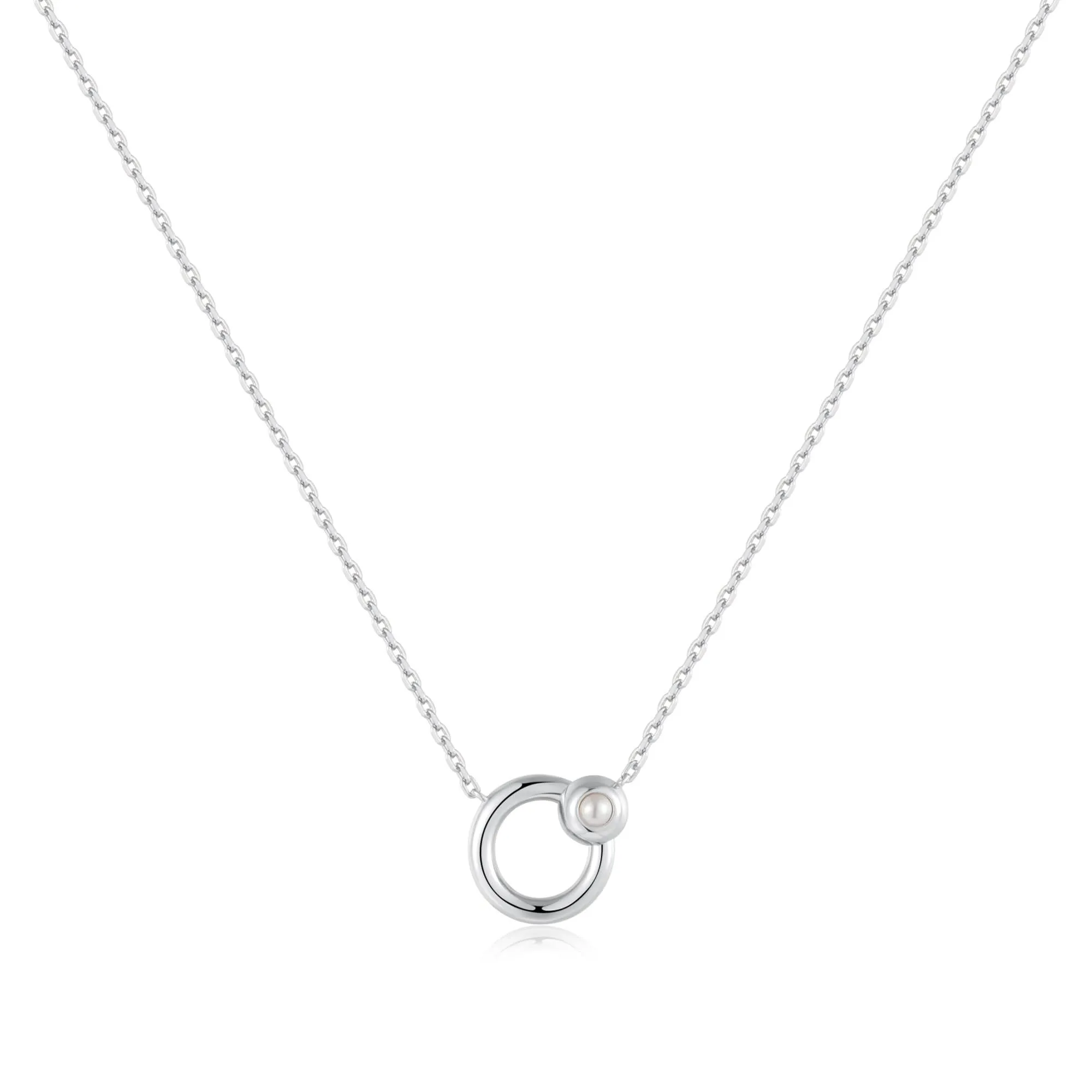 Ania Haie Silver Hoop Freshwater Pearl Necklace N058-03H Ania Haie Jewellery