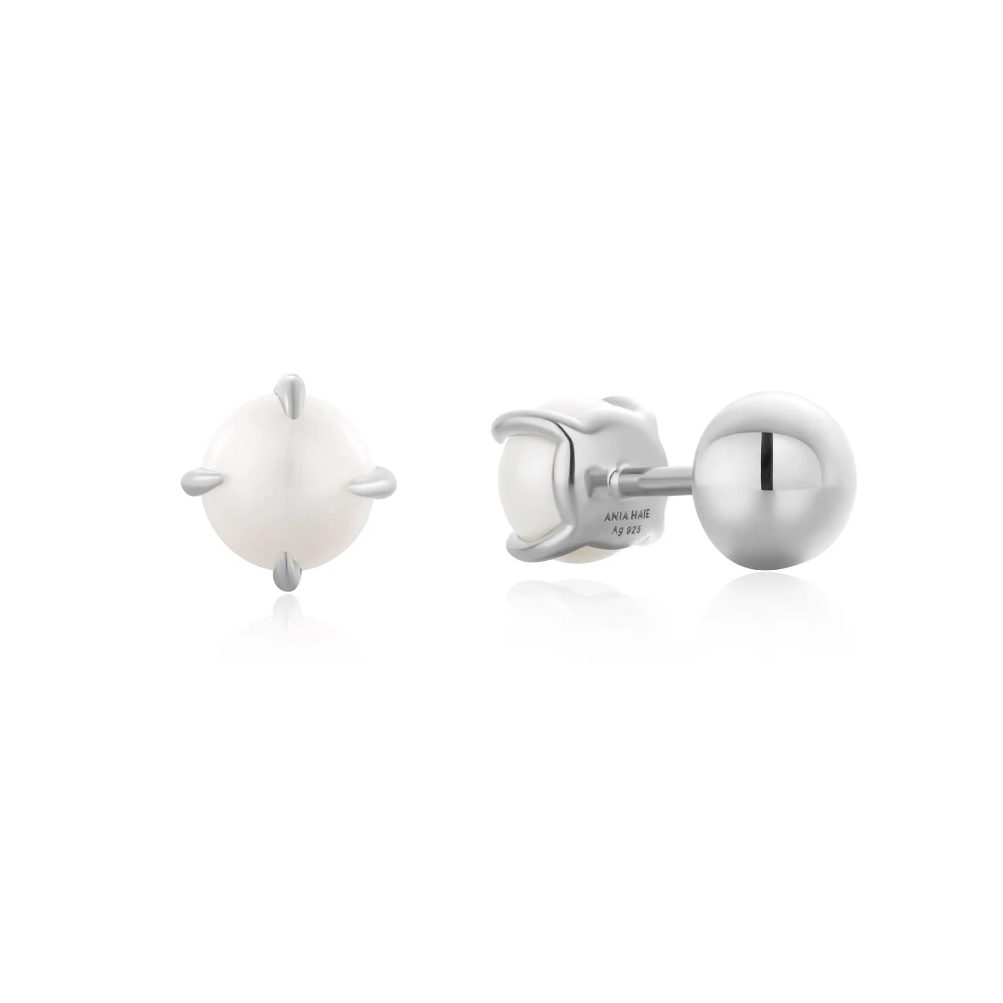 Ania Haie Silver Pearl Barbell Earrings E054-02H Ania Haie Jewellery