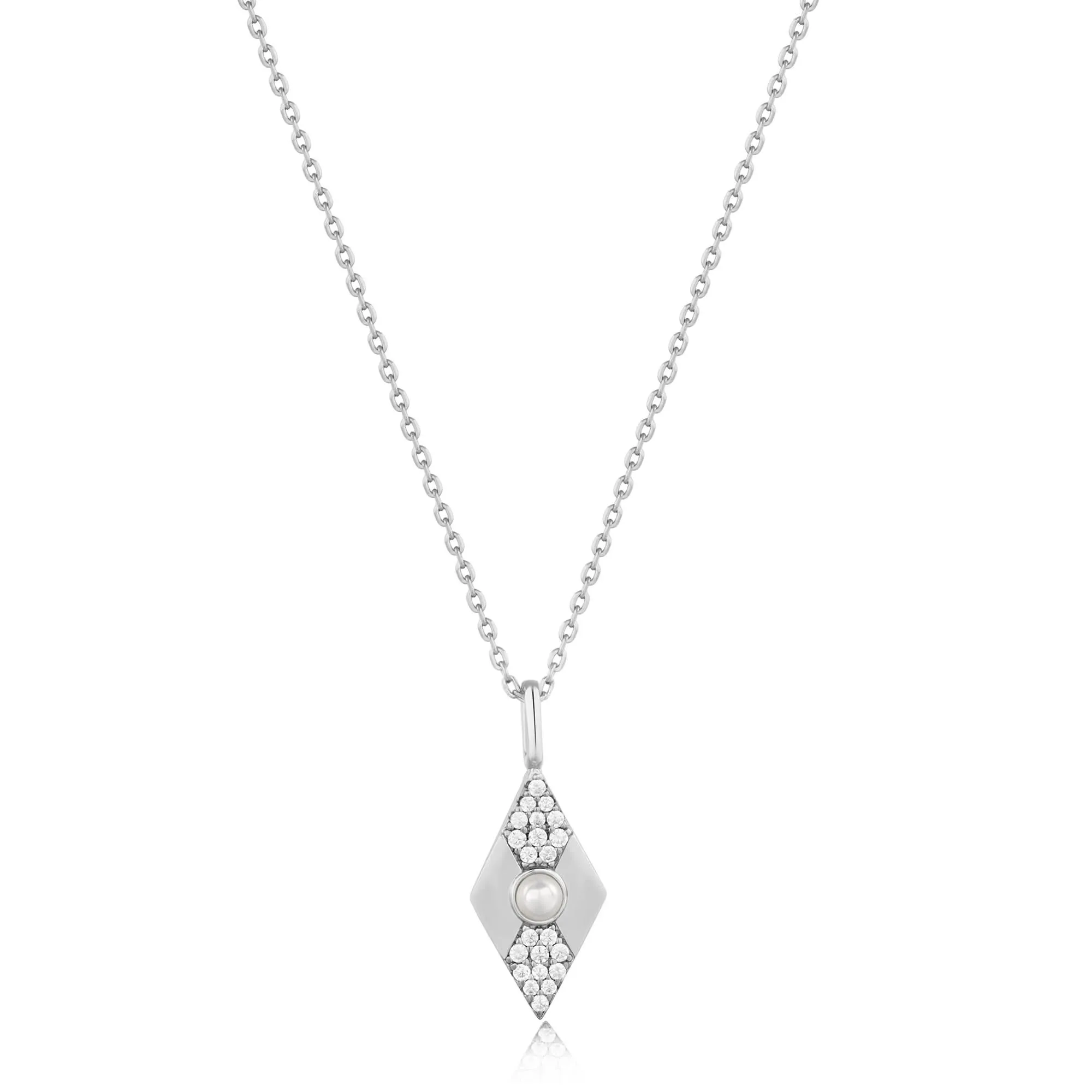 Ania Haie Silver Pearl Geometric Pendant Necklace N054-03H Ania Haie Jewellery