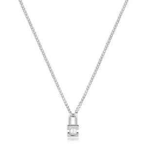 Ania Haie Silver Pearl Padlock Necklace N054-02H Ania Haie Jewellery