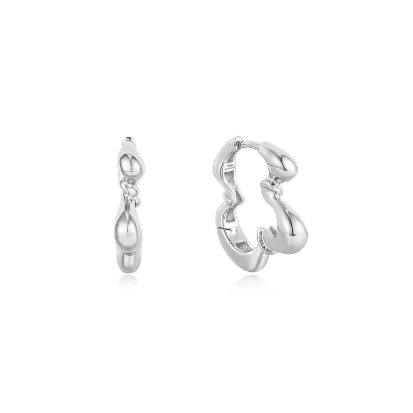 Ania Haie Silver Twisted Wave Hoop Earrings E050-03H Ania Haie Jewellery