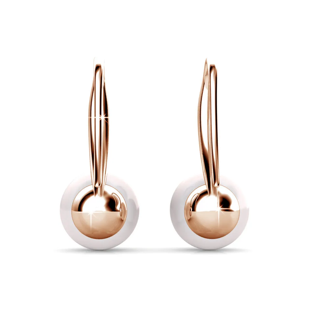Ann 18k White Gold Freshwater Pearl Drop Earrings with Swarovski Crystals