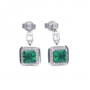 Art Deco Style Emerald Cubic Zirconia Pave Earrings E5904 Diamonfire Jewellery