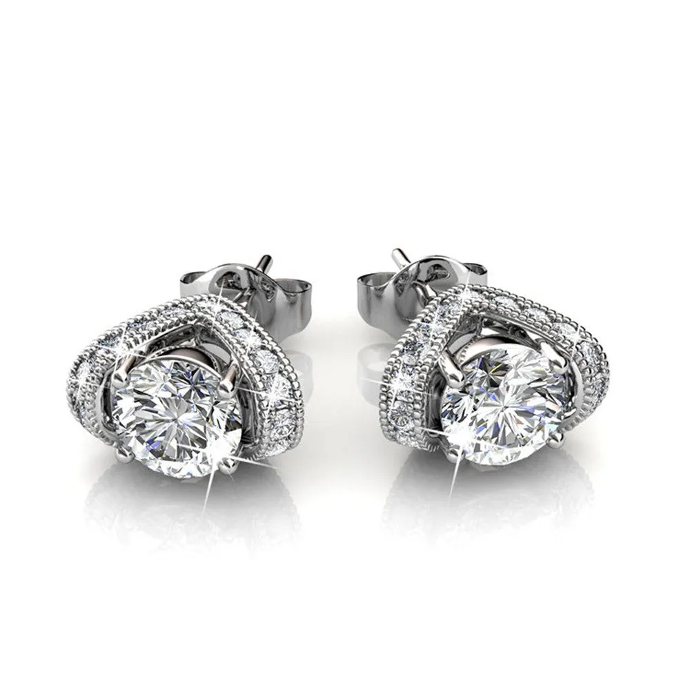 Astrid 18k White Gold Plated Stud Earrings with Swarovski Crystal — Final Sale