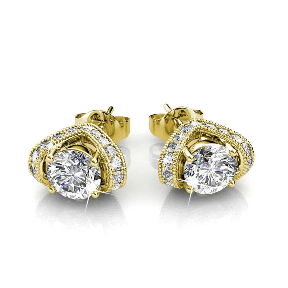 Astrid 18k White Gold Plated Stud Earrings with Swarovski Crystal — Final Sale