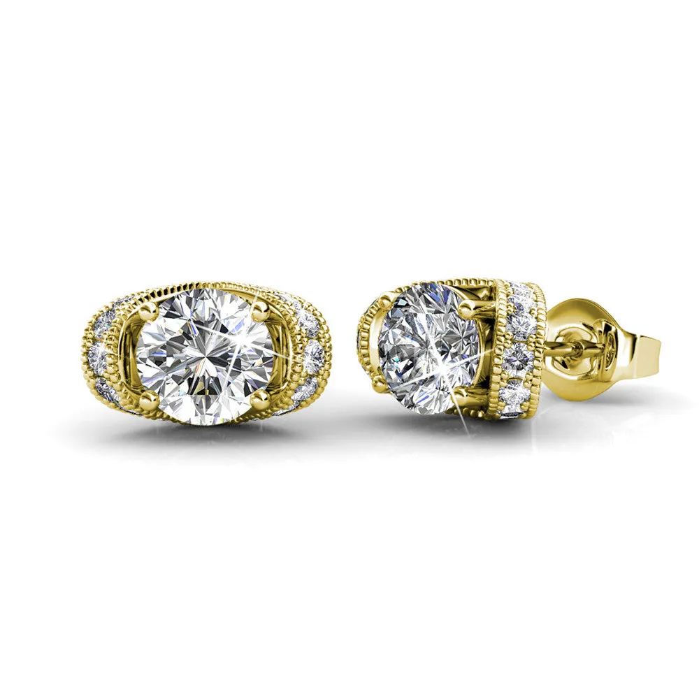 Astrid 18k White Gold Plated Stud Earrings with Swarovski Crystal — Final Sale