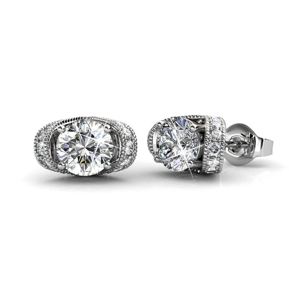 Astrid 18k White Gold Plated Stud Earrings with Swarovski Crystal — Final Sale