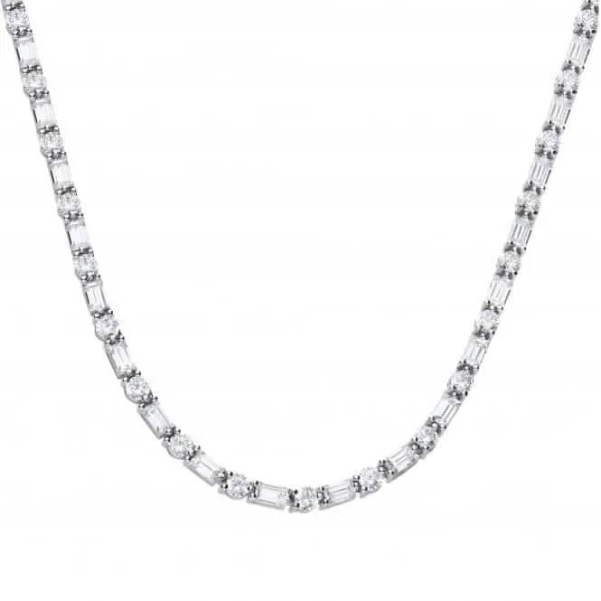 Baguette And Round Cubic Zirconia Necklace N4398 Diamonfire Jewellery