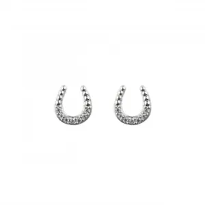 Beaded Horseshoe Zirconia Stud Earrings 3478CZ Dew Jewellery