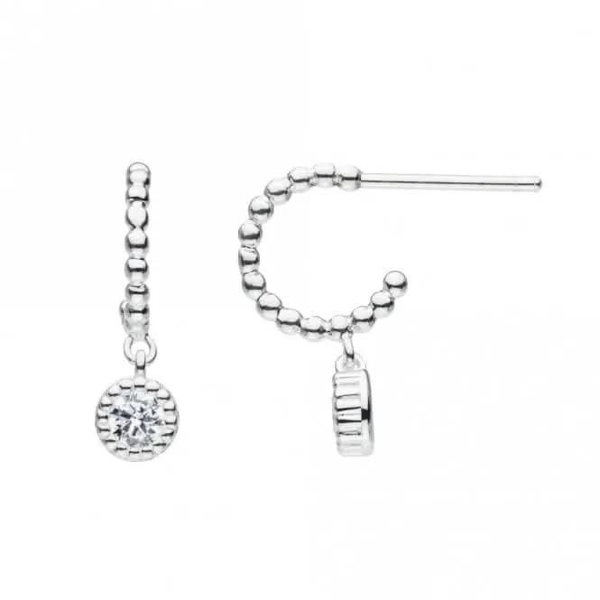 Beaded with Zirconia 11mm Stud Hoop Earrings 5375CZ Dew Jewellery