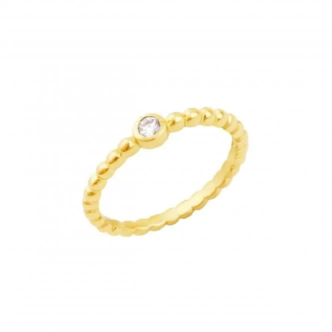 Beaded Zirconia Gold Plated Ring 1388GCZ Dew Jewellery
