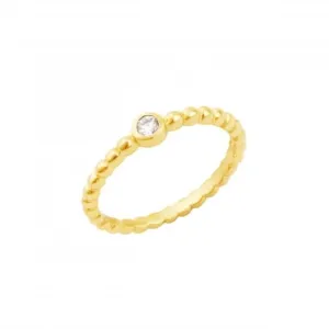 Beaded Zirconia Gold Plated Ring 1388GCZ Dew Jewellery