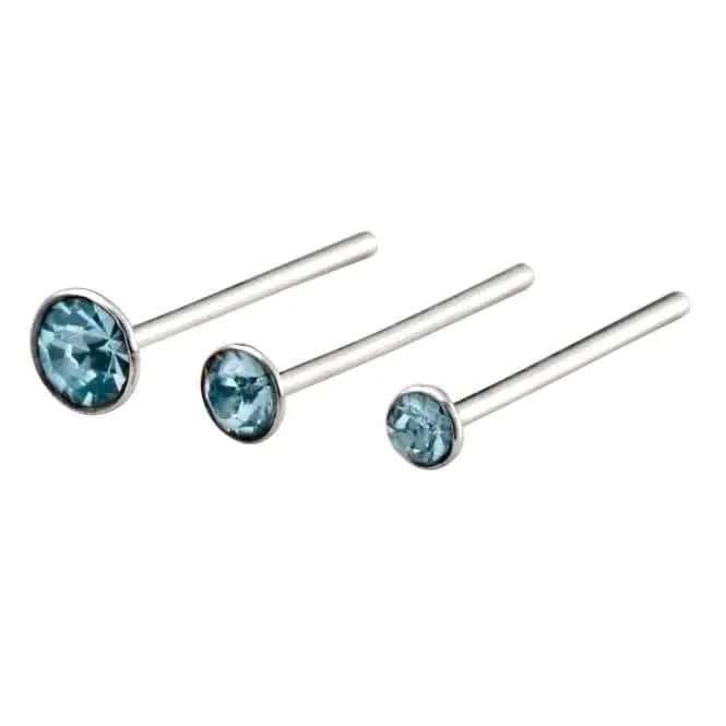 Beginnings Sterling Silver Aqua Nose Nose Stud T152A Beginnings Jewellery