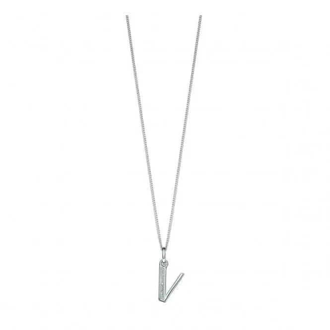 Beginnings Sterling Silver Art Deco Initial V Cubic Zirconia Pendant P4744C Beginnings Jewellery