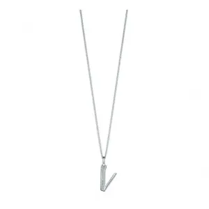 Beginnings Sterling Silver Art Deco Initial V Cubic Zirconia Pendant P4744C Beginnings Jewellery