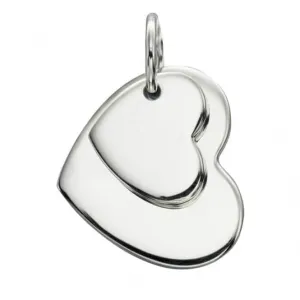 Beginnings Sterling Silver Double Heart Tag Pendant P4176 Beginnings Jewellery