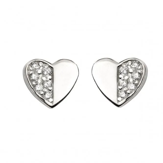 Beginnings Sterling Silver E5412C Cz Pve Double Heart Earrings Beginnings Jewellery