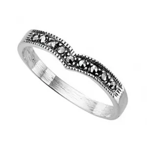 Beginnings  Sterling Silver Marcasite Wishbone Ring R2579 Beginnings Jewellery