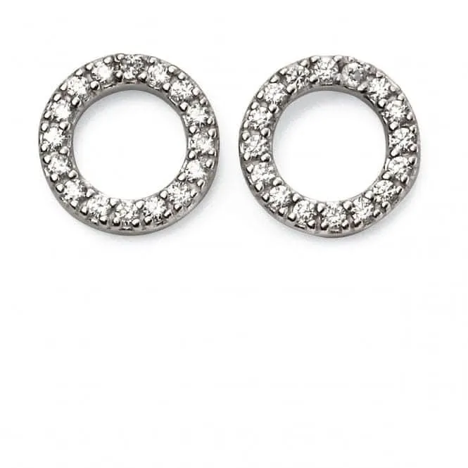 Beginnings Sterling Silver Open Disc Pave Earrings E5557C Beginnings Jewellery