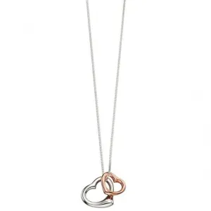 Beginnings Sterling Silver P4172 Rose Gold Double Heart Pendant Beginnings Jewellery