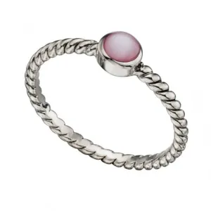 Beginnings  Sterling Silver Pink Mother Of Pearl Twisted Ring R3377P Beginnings Jewellery
