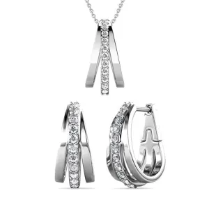 Bella 18k White Gold Necklace and Earrings Jewelry Set with Swarovski Crystals