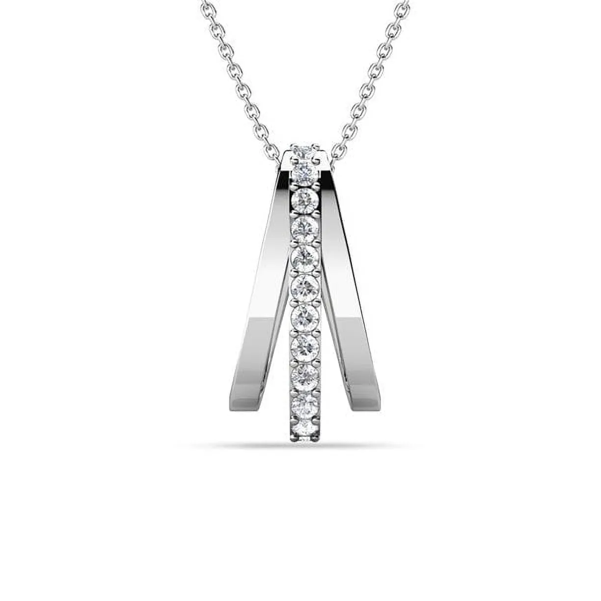 Bella 18k White Gold Necklace and Earrings Jewelry Set with Swarovski Crystals