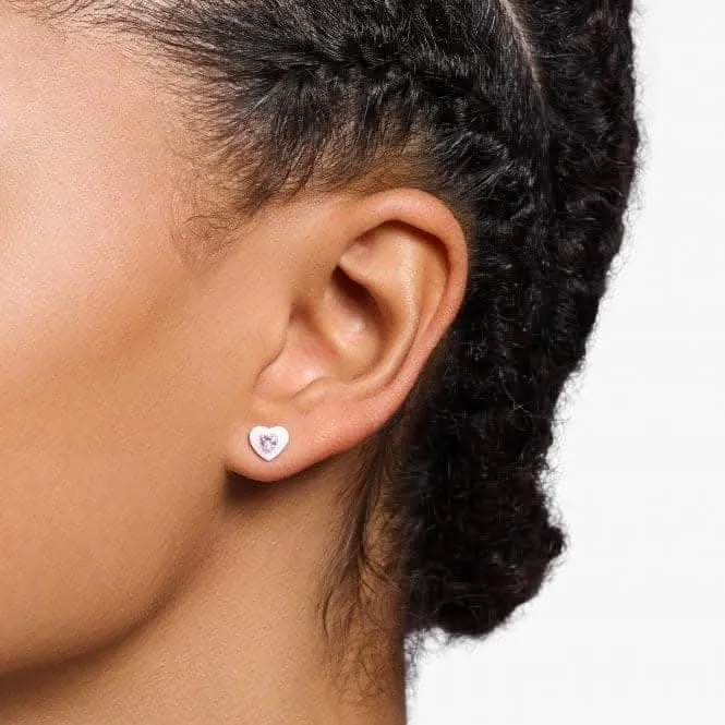 Charming Heart With Pink Stone Ear Studs H2268-041-9 Thomas Sabo Earrings