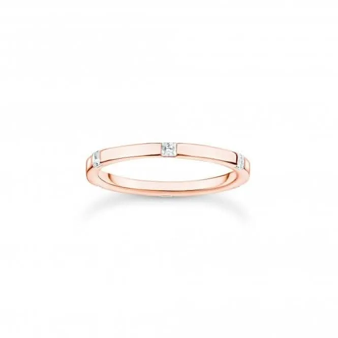Charming Rose Gold Plated White Stones Ring TR2396-416-14 Thomas Sabo Rings