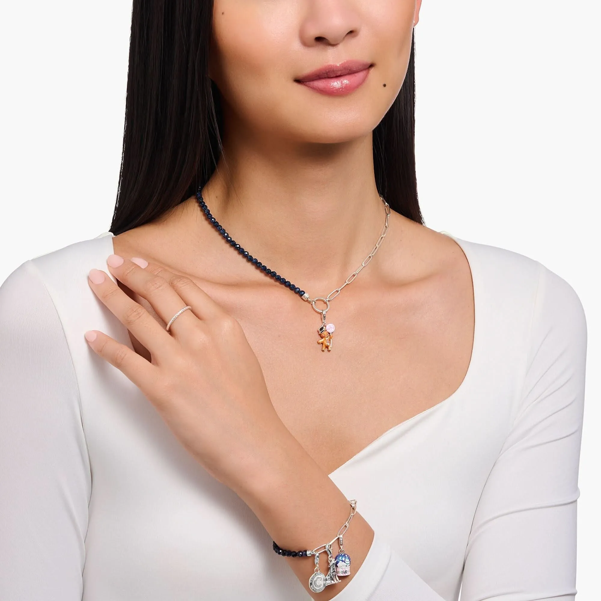 Charmista Blue Sterling Silver Enamel Necklace KE2189-007-32-L45v Thomas Sabo Necklaces