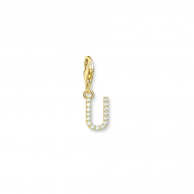 Charmista Gold Plated Zirconia Charm Letter U Pendant 1984-414-14 Thomas Sabo Collectable Charms