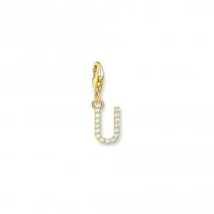 Charmista Gold Plated Zirconia Charm Letter U Pendant 1984-414-14 Thomas Sabo Collectable Charms