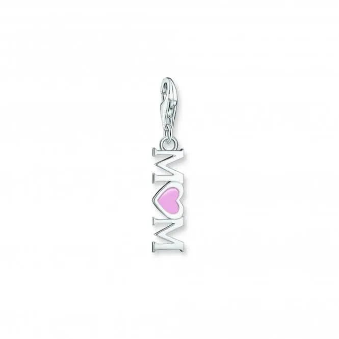 Charmista Pink Cold Enamel Mom With Heart Charm Pendant 2001-007-9 Thomas Sabo Collectable Charms