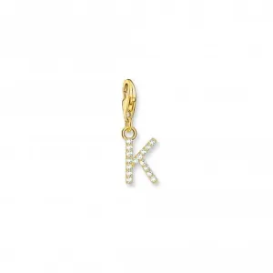 Charmista White Gold Plated Zirconia Letter K Charm Pendant 1974-414-14 Thomas Sabo Collectable Charms