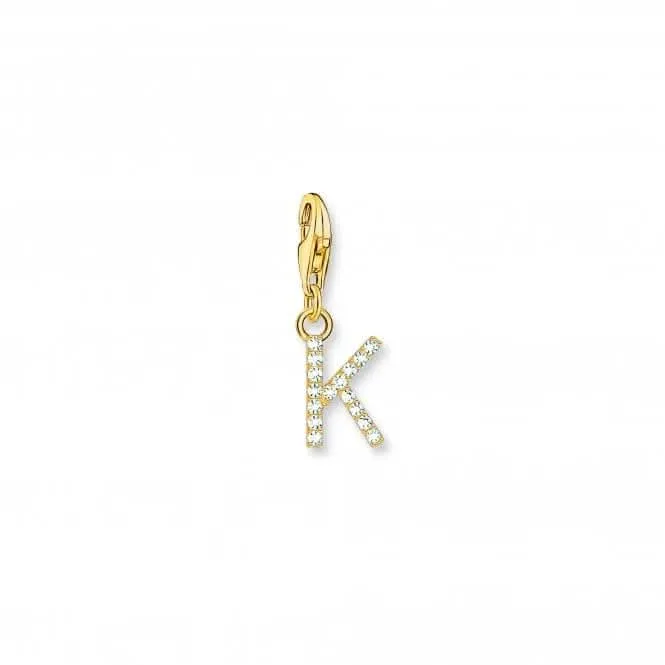 Charmista White Gold Plated Zirconia Letter K Charm Pendant 1974-414-14 Thomas Sabo Collectable Charms