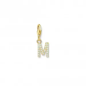 Charmista White Gold Plated Zirconia Letter M Charm Pendant 1976-414-14 Thomas Sabo Collectable Charms